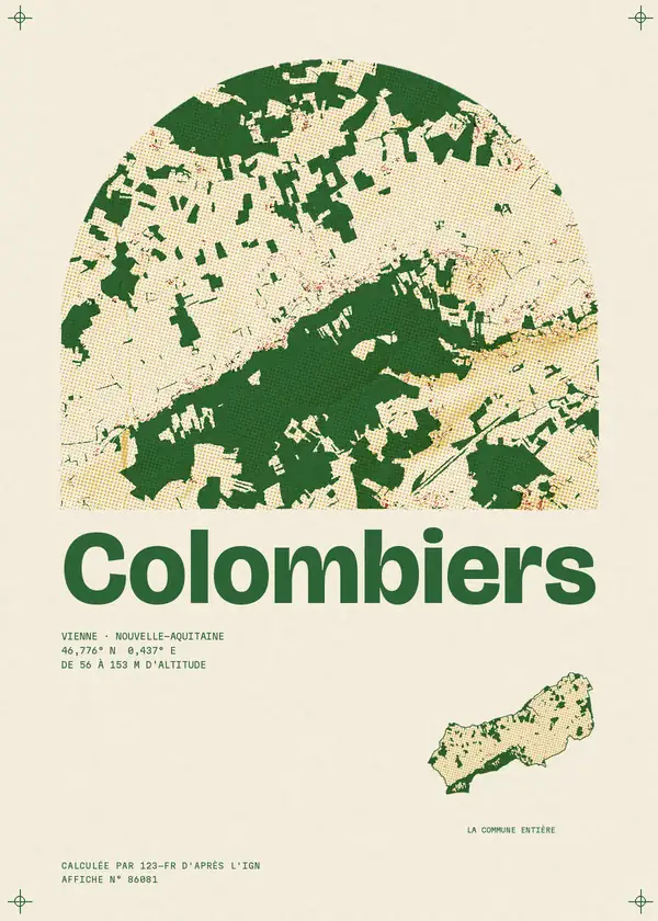 Affiche de Colombiers, calculée par 123-fr d'après l'IGN
