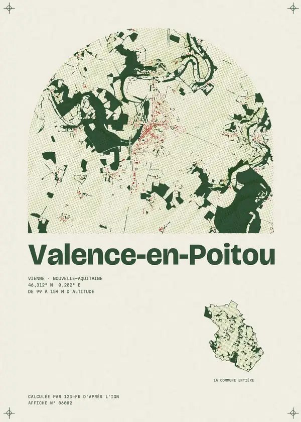 Affiche de Valence-en-Poitou, calculée par 123-fr d'après l'IGN