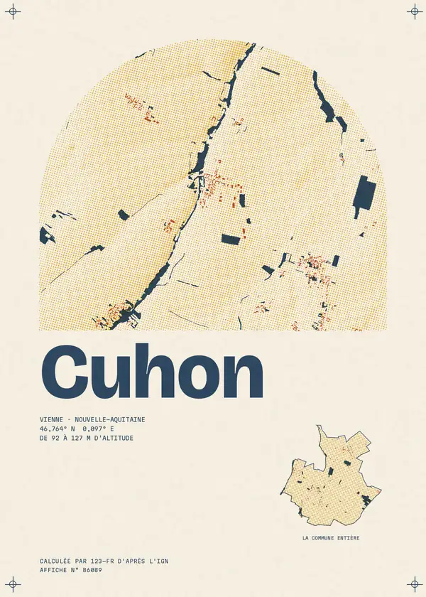 Affiche de Cuhon, calculée par 123-fr d'après l'IGN