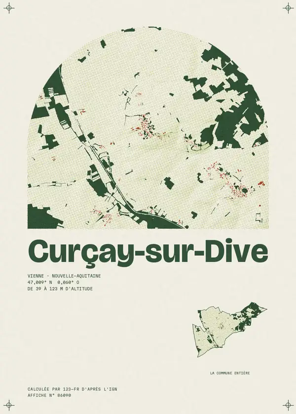 Affiche de Curçay-sur-Dive, calculée par 123-fr d'après l'IGN