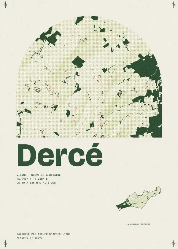 Affiche de Dercé, calculée par 123-fr d'après l'IGN
