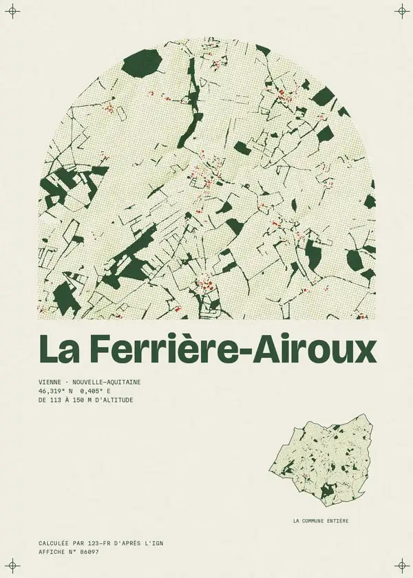 Affiche de La Ferrière-Airoux, calculée par 123-fr d'après l'IGN