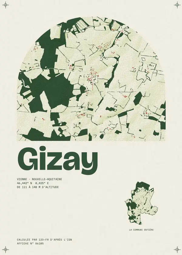 Affiche de Gizay, calculée par 123-fr d'après l'IGN