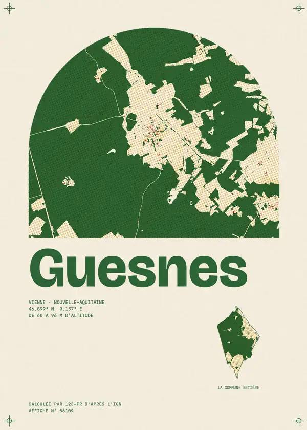 Affiche de Guesnes, calculée par 123-fr d'après l'IGN