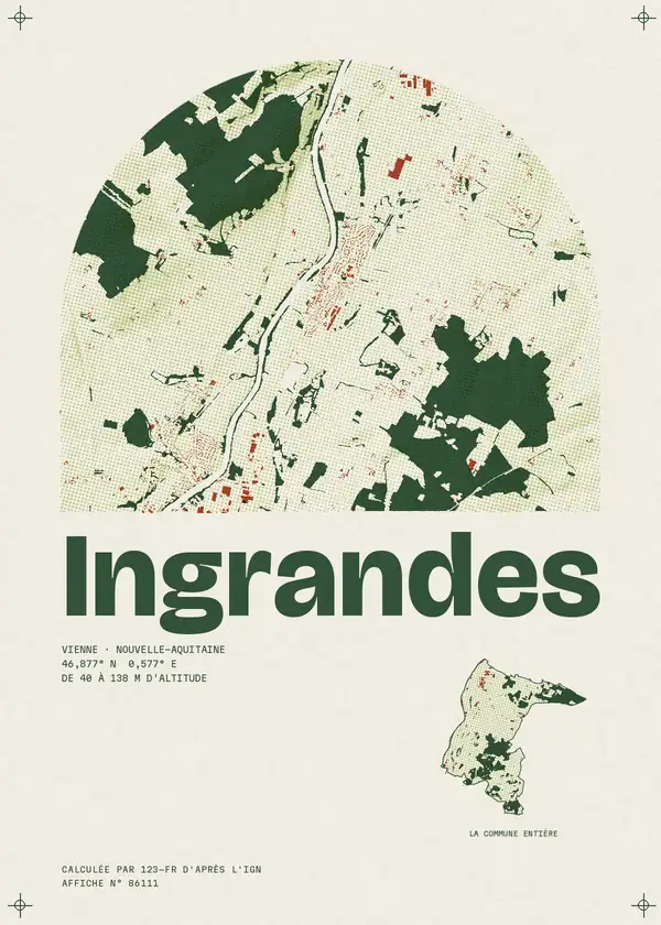 Affiche de Ingrandes, calculée par 123-fr d'après l'IGN