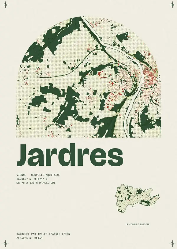 Affiche de Jardres, calculée par 123-fr d'après l'IGN