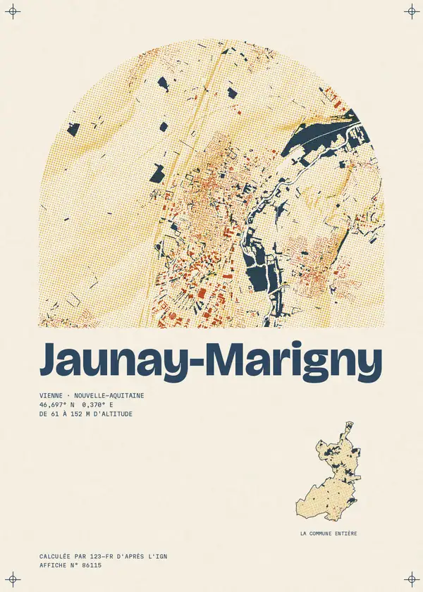 Affiche de Jaunay-Marigny, calculée par 123-fr d'après l'IGN