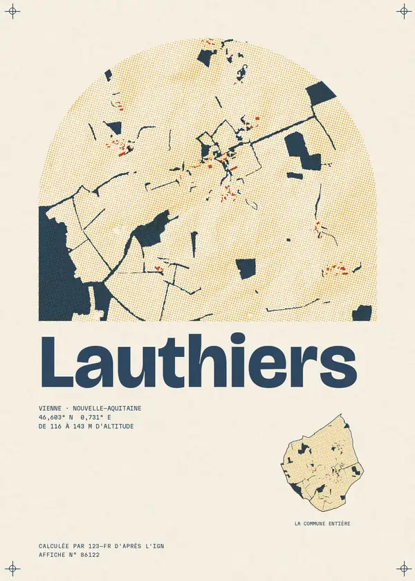 Affiche de Lauthiers, calculée par 123-fr d'après l'IGN