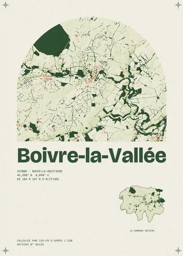 Affiche de Boivre-la-Vallée, calculée par 123-fr d'après l'IGN