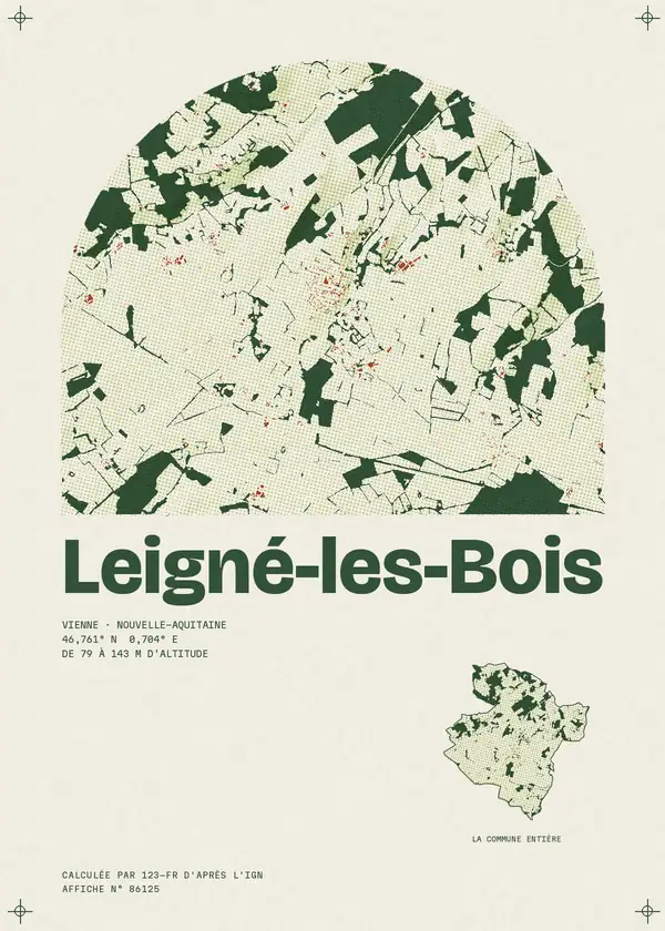 Affiche de Leigné-les-Bois, calculée par 123-fr d'après l'IGN