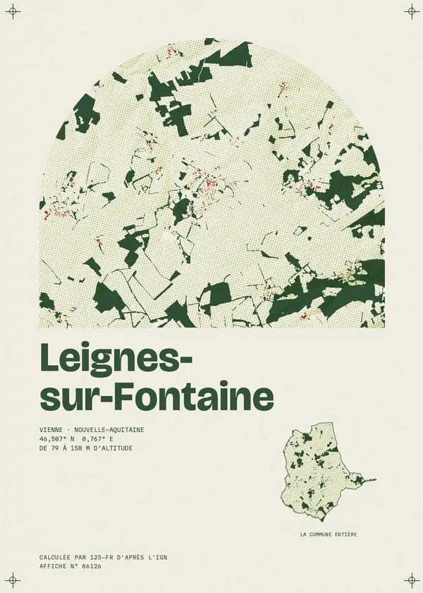 Affiche de Leignes-sur-Fontaine, calculée par 123-fr d'après l'IGN