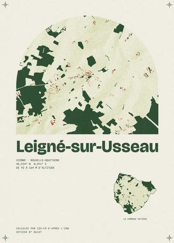 Affiche de Leigné-sur-Usseau, calculée par 123-fr d'après l'IGN