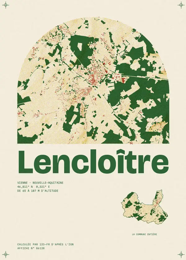 Affiche de Lencloître, calculée par 123-fr d'après l'IGN