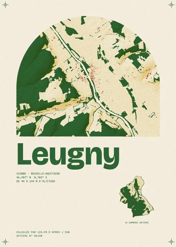 Affiche de Leugny, calculée par 123-fr d'après l'IGN
