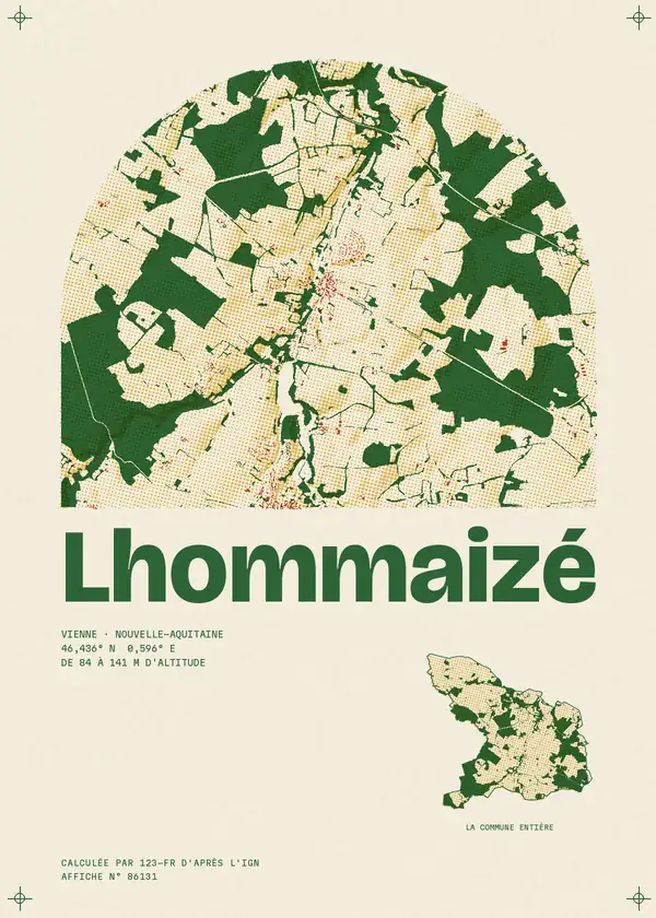 Affiche de Lhommaizé, calculée par 123-fr d'après l'IGN
