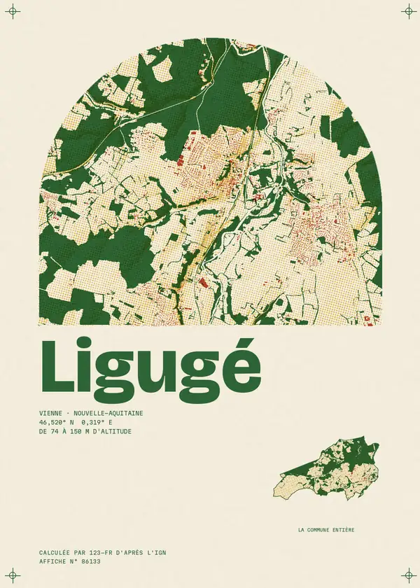 Affiche de Ligugé, calculée par 123-fr d'après l'IGN