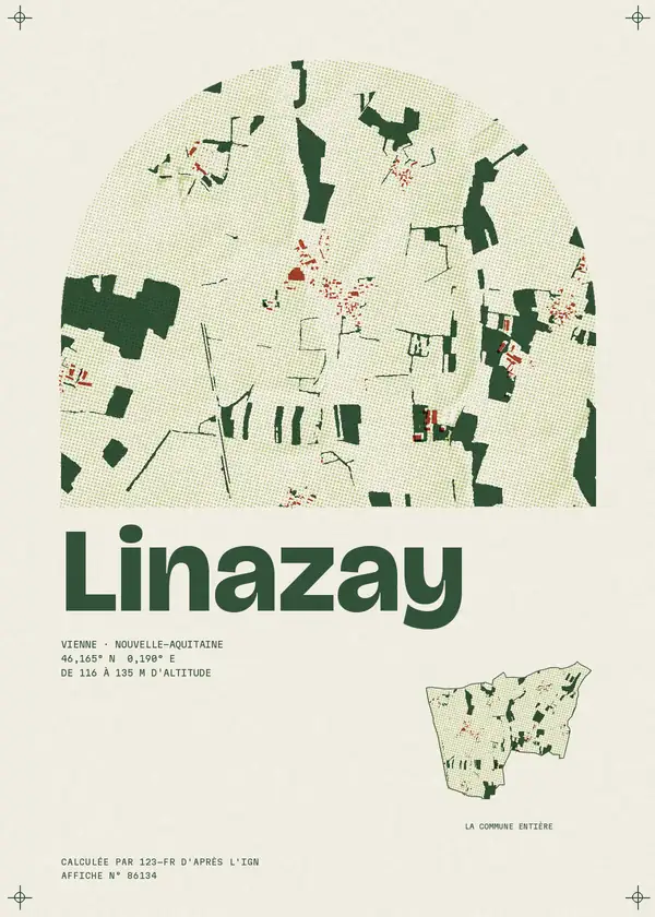 Affiche de Linazay, calculée par 123-fr d'après l'IGN