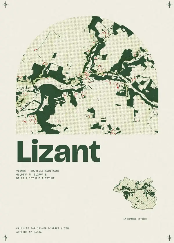 Affiche de Lizant, calculée par 123-fr d'après l'IGN