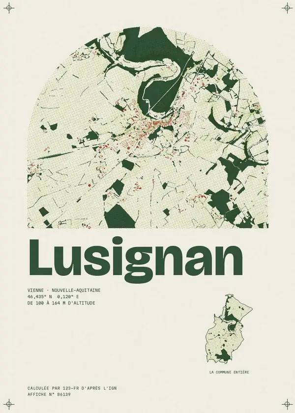 Affiche de Lusignan, calculée par 123-fr d'après l'IGN
