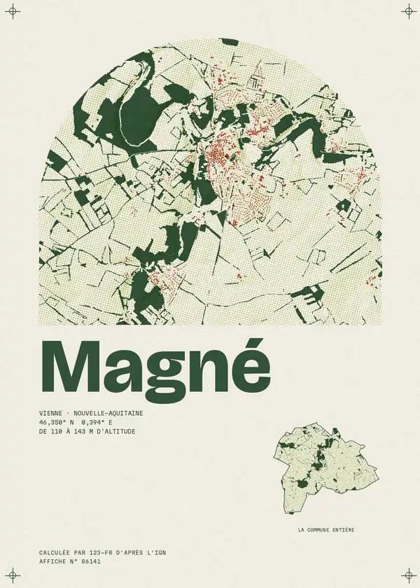 Affiche de Magné, calculée par 123-fr d'après l'IGN