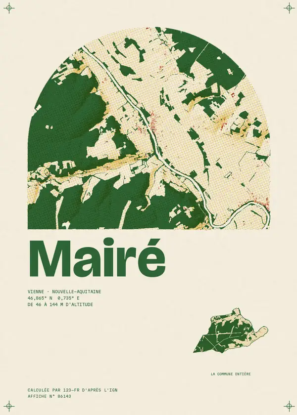 Affiche de Mairé, calculée par 123-fr d'après l'IGN