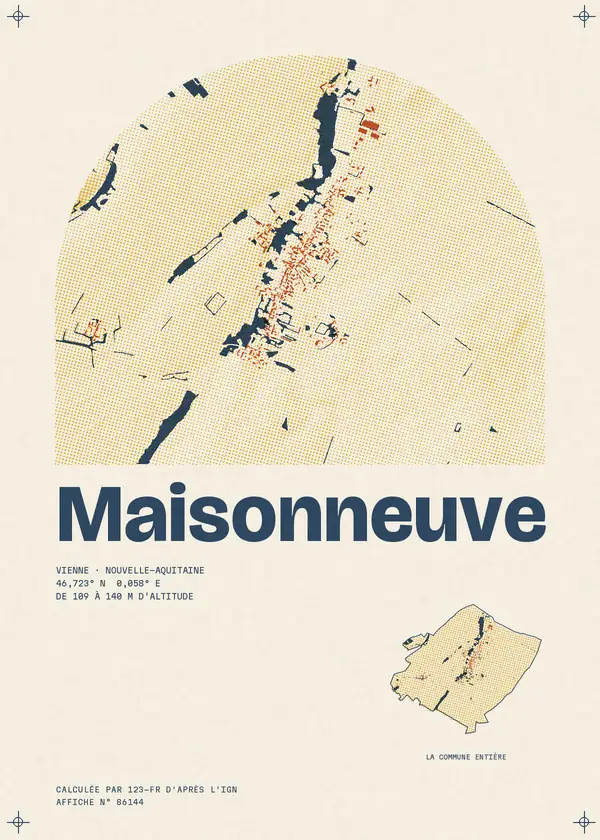 Affiche de Maisonneuve, calculée par 123-fr d'après l'IGN