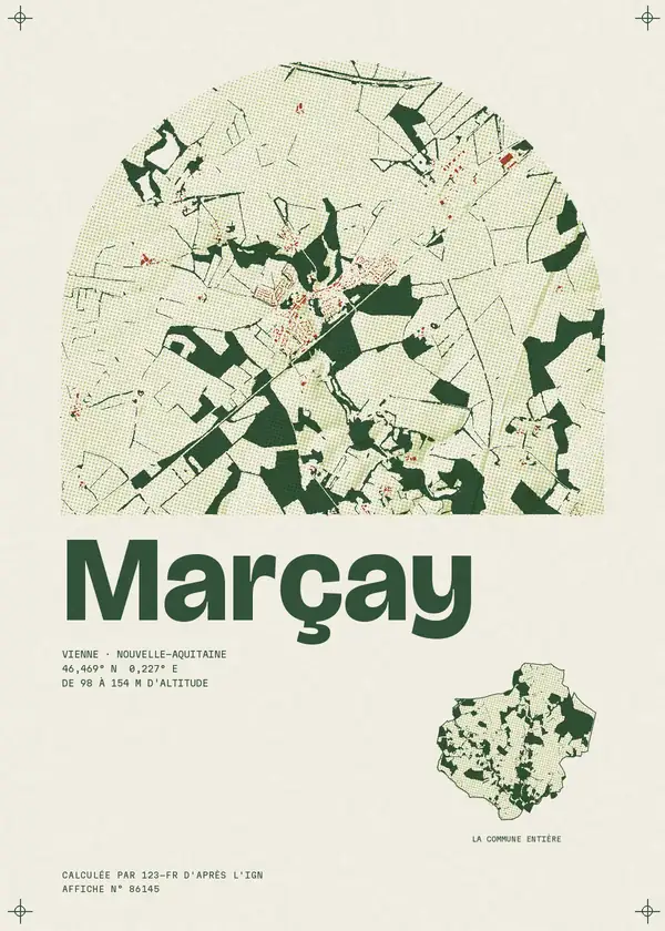 Affiche de Marçay, calculée par 123-fr d'après l'IGN