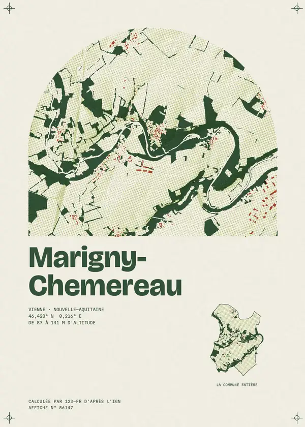 Affiche de Marigny-Chemereau, calculée par 123-fr d'après l'IGN