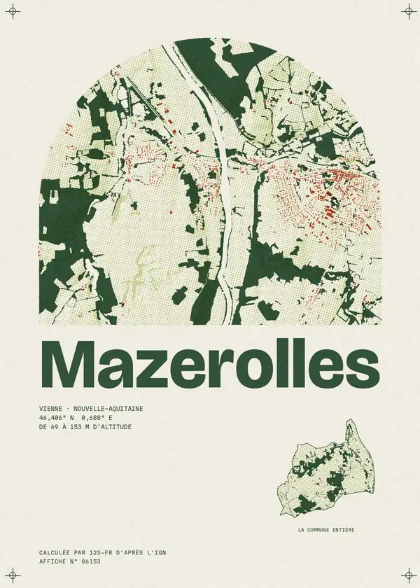 Affiche de Mazerolles, calculée par 123-fr d'après l'IGN