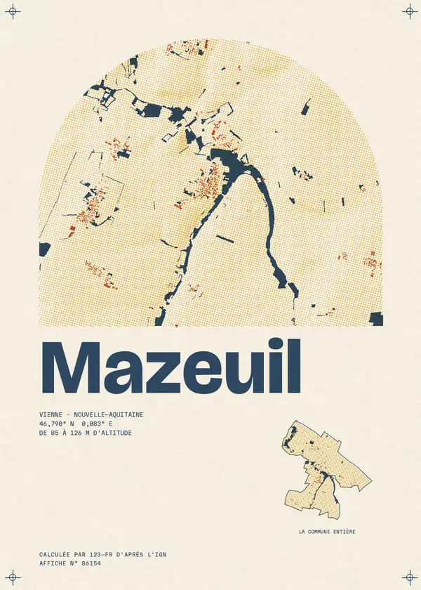 Affiche de Mazeuil, calculée par 123-fr d'après l'IGN