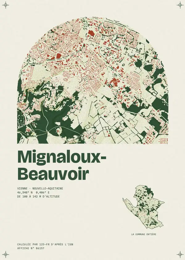 Affiche de Mignaloux-Beauvoir, calculée par 123-fr d'après l'IGN