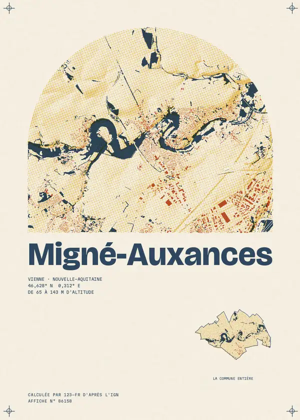 Affiche de Migné-Auxances, calculée par 123-fr d'après l'IGN
