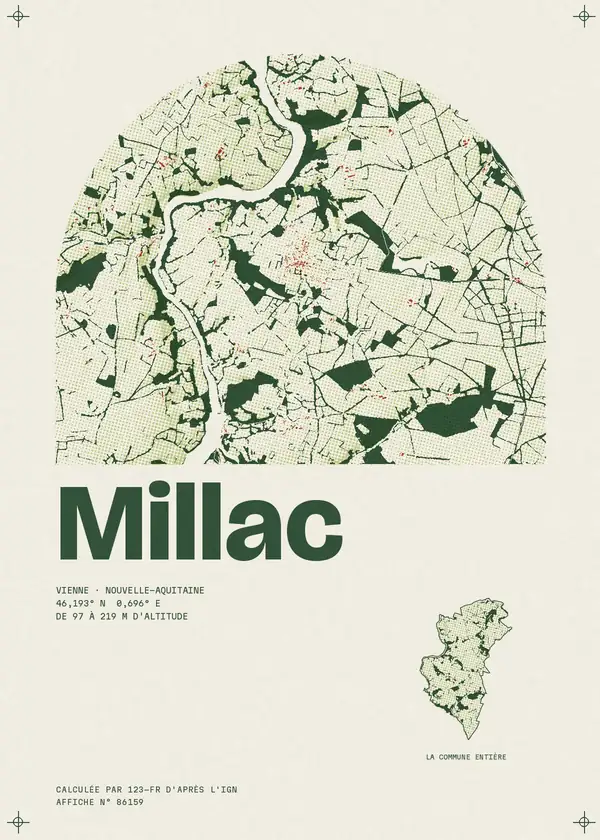 Affiche de Millac, calculée par 123-fr d'après l'IGN