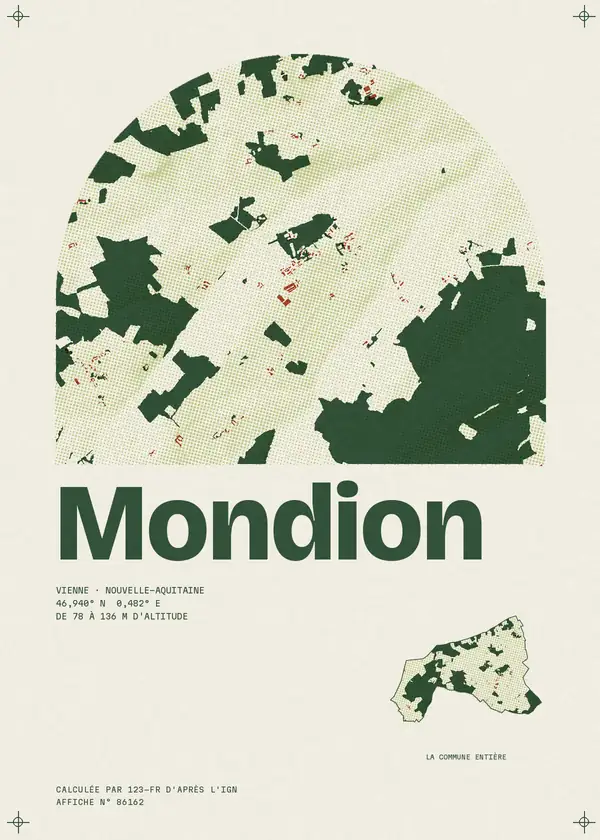 Affiche de Mondion, calculée par 123-fr d'après l'IGN