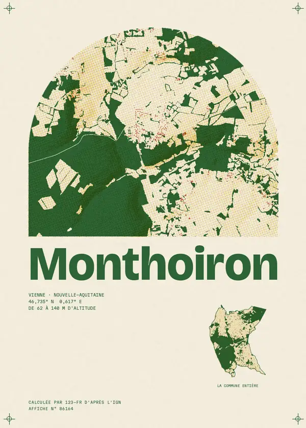 Affiche de Monthoiron, calculée par 123-fr d'après l'IGN