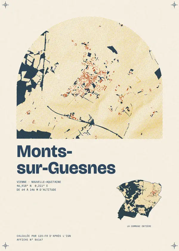 Affiche de Monts-sur-Guesnes, calculée par 123-fr d'après l'IGN