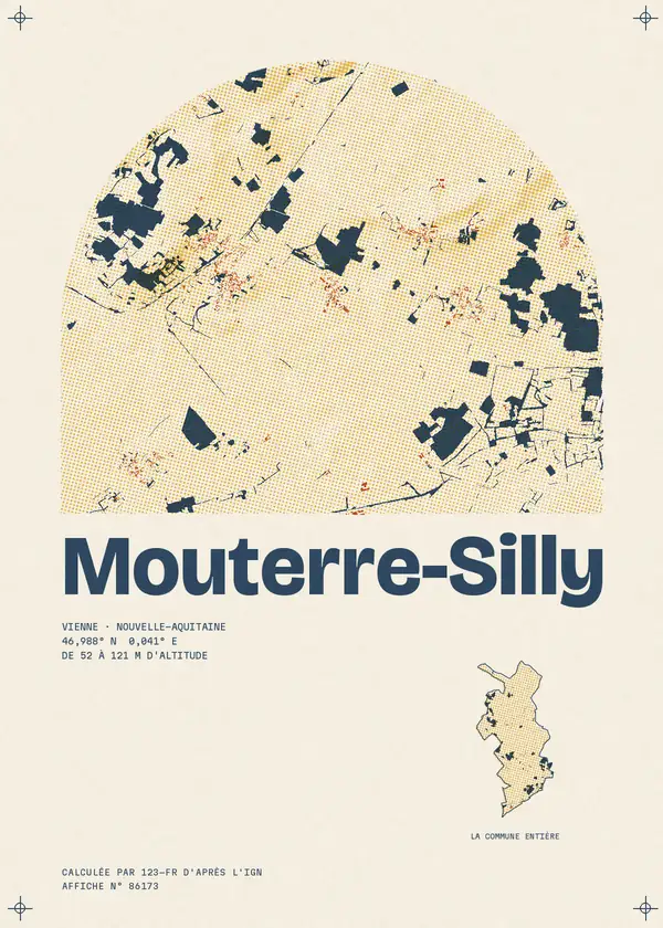 Affiche de Mouterre-Silly, calculée par 123-fr d'après l'IGN
