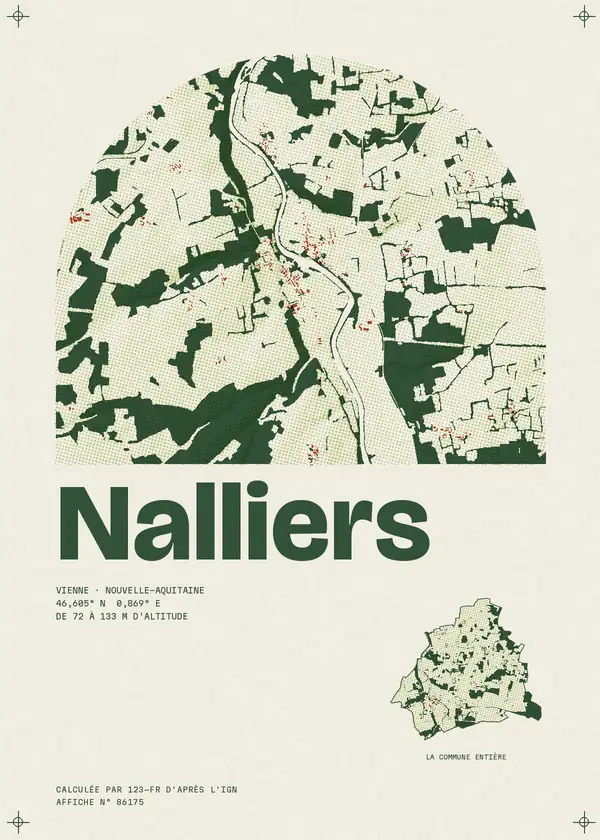 Affiche de Nalliers, calculée par 123-fr d'après l'IGN
