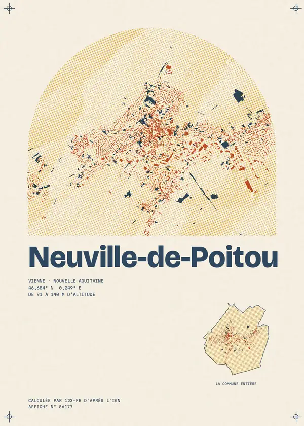 Affiche de Neuville-de-Poitou, calculée par 123-fr d'après l'IGN