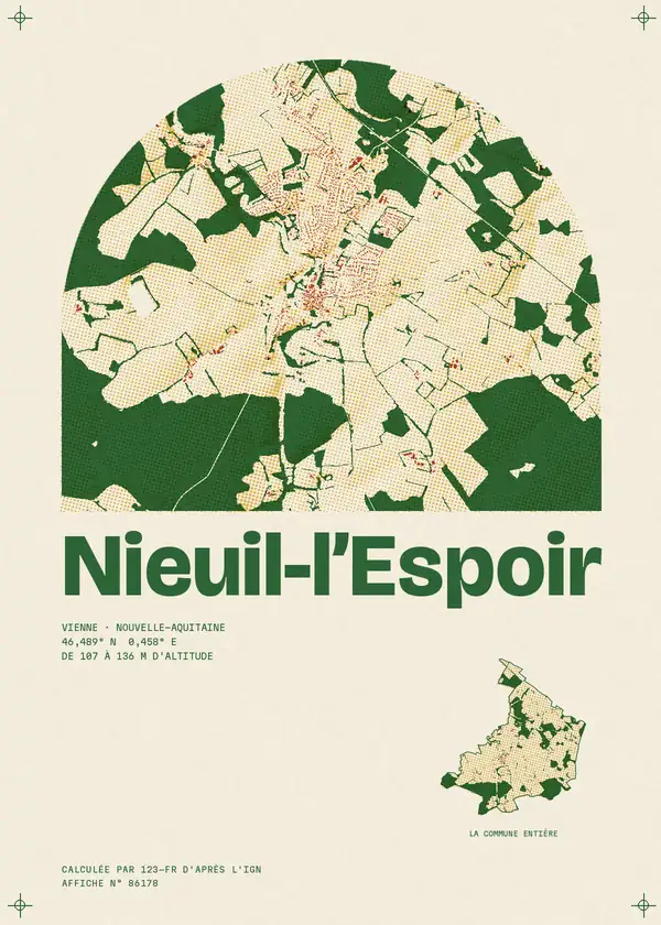 Affiche de Nieuil-l'Espoir, calculée par 123-fr d'après l'IGN