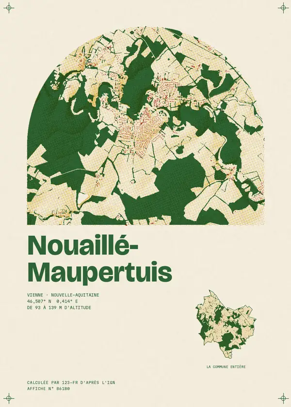 Affiche de Nouaillé-Maupertuis, calculée par 123-fr d'après l'IGN