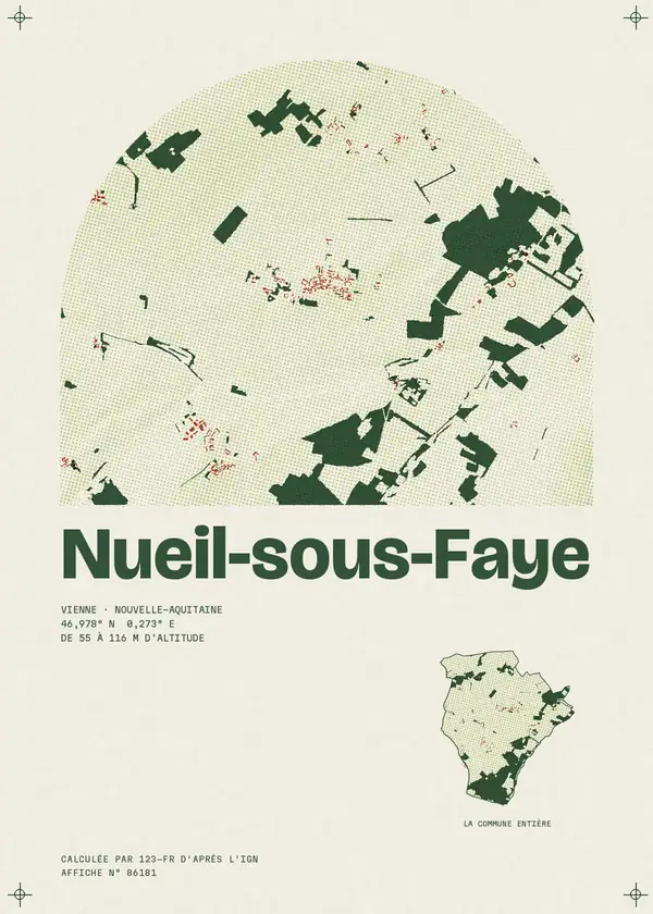 Affiche de Nueil-sous-Faye, calculée par 123-fr d'après l'IGN