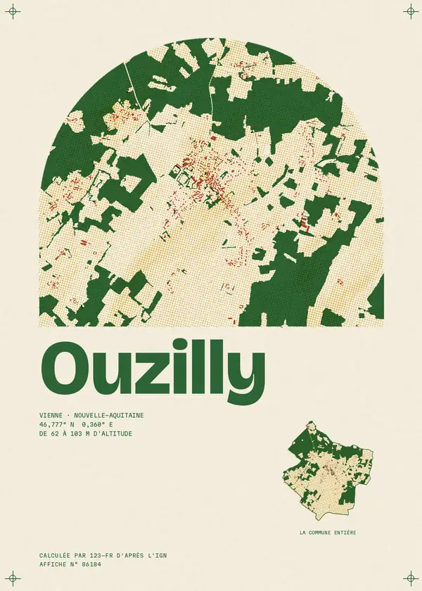 Affiche de Ouzilly, calculée par 123-fr d'après l'IGN