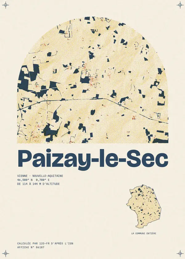 Affiche de Paizay-le-Sec, calculée par 123-fr d'après l'IGN