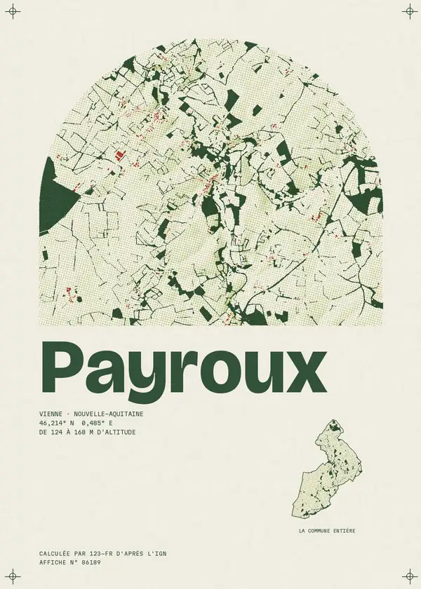 Affiche de Payroux, calculée par 123-fr d'après l'IGN