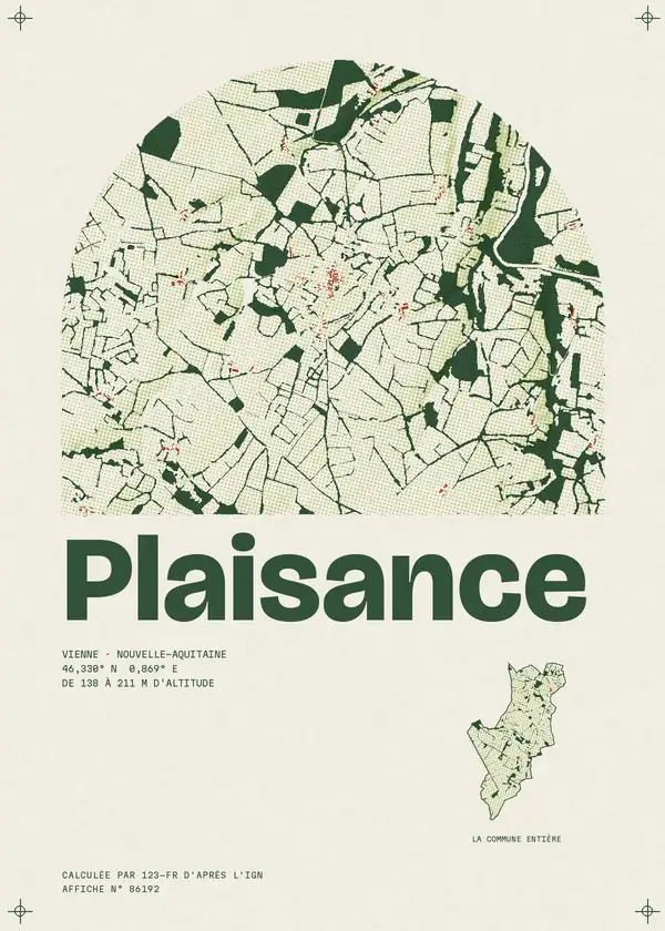 Affiche de Plaisance, calculée par 123-fr d'après l'IGN