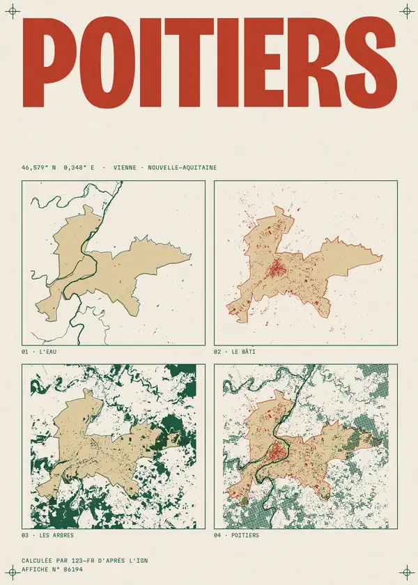 Affiche de Poitiers, calculée par 123-fr d'après l'IGN