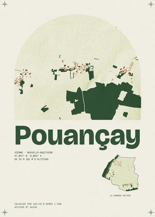 Affiche de Pouançay, calculée par 123-fr d'après l'IGN