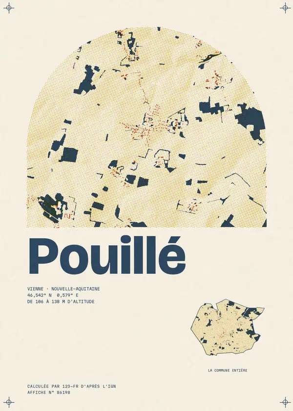 Affiche de Pouillé, calculée par 123-fr d'après l'IGN