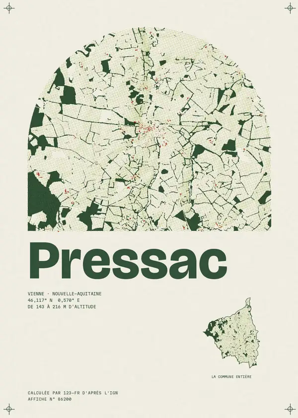 Affiche de Pressac, calculée par 123-fr d'après l'IGN